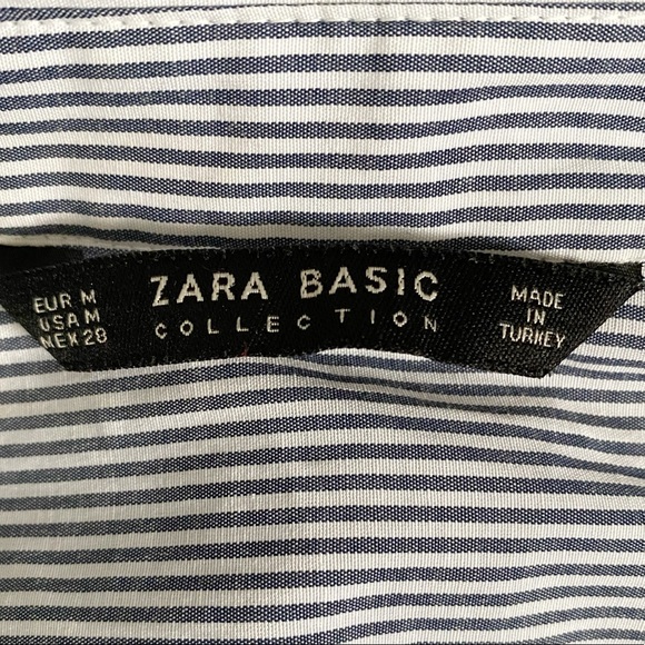 Zara basic lace trim pinstriped button down shirt - Picture 3 of 9